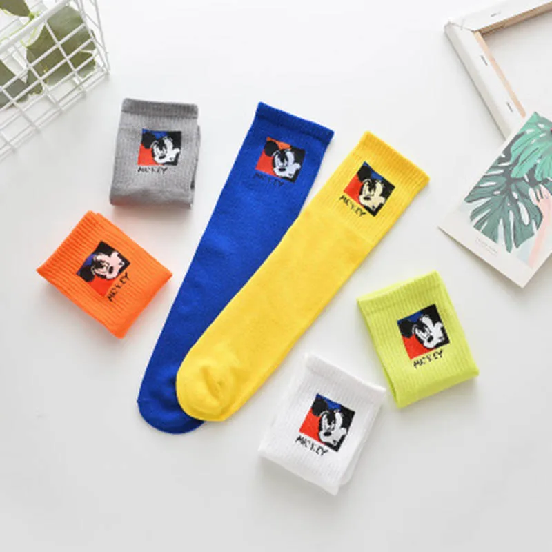

Disney Mickey 1 pair children's socks cartoon mickey socks spring and autumn combed cotton tube baby stockings straight socks