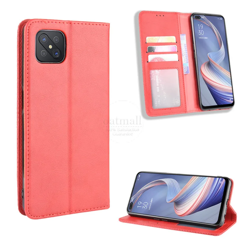 for oppo reno 4z 5g a92s case book wallet vintage magnetic leather flip cover card stand soft cover luxury mobile phone bags free global shipping