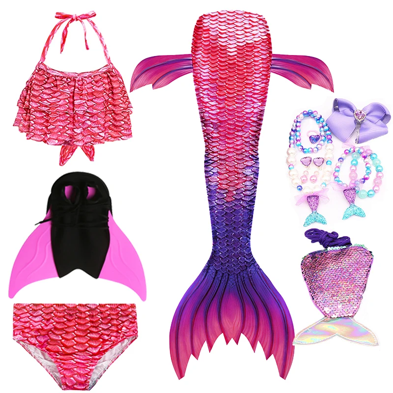Детский купальный костюм хвост русалки для принцессы купальник бикини девочек