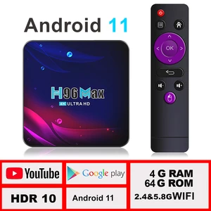 LEMFO TV Box Android 11 4G 64GB 4K Android TV Box 2022 H96 MAX V11 Smart TV Box 2.4G 5.8G WIFI Googl