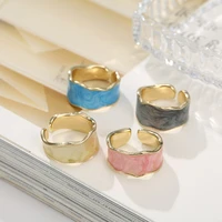 fashion blackyellowbluepink open rings adjustable ring trend colorful spray alloy creative charm women ring jewelry gifts