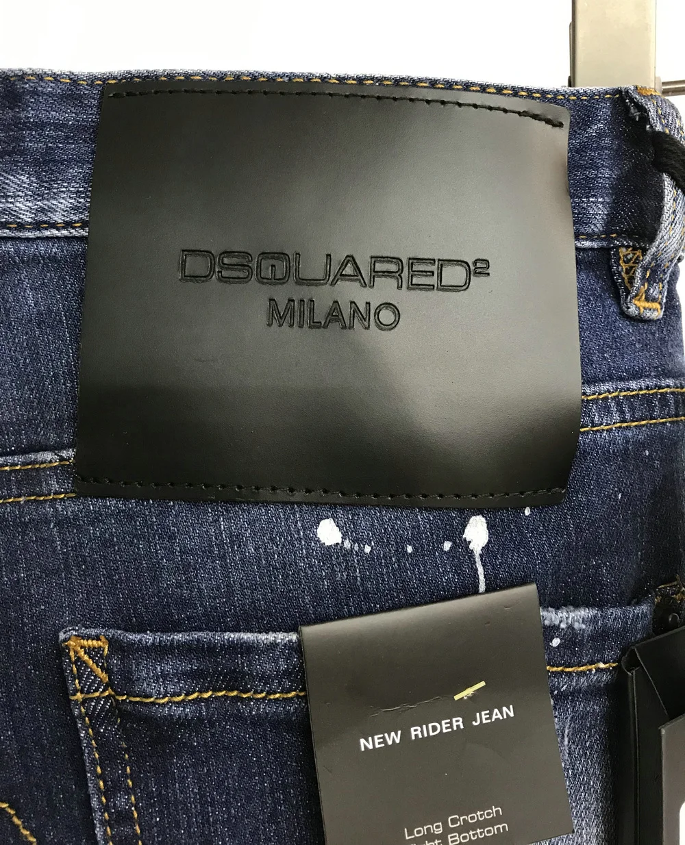 New DSQUARED2 Men's/Women's Ripped Jeans, Fashion Washed Frayed Patch, Paint Made Old Stretch Pants