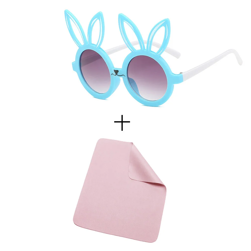 Glasses and cloth Минимальный милый кролик форма гибкие детские солнцезащитные очки UV400 очки оттенки младенческой поляризованные ребенок для маленьких детей Защитный солнцезащитные очки - Цвет линз: Glasses and cloth