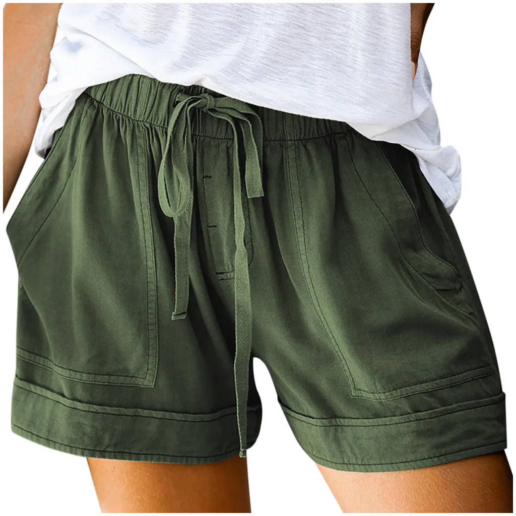 

High Waist Shorts Shorts Women's Pants Womens Comfy Drawstring Splice Casual Elastic Waist Pocketed Loose Shorts Pants