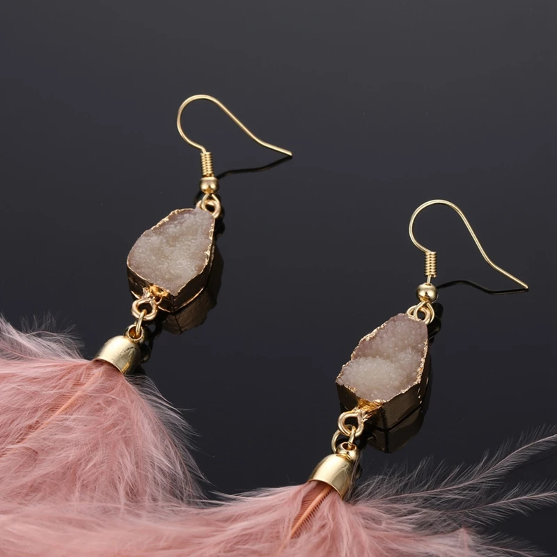 Женские серьги с перьями большие висячие модные летние эффектные украшения |