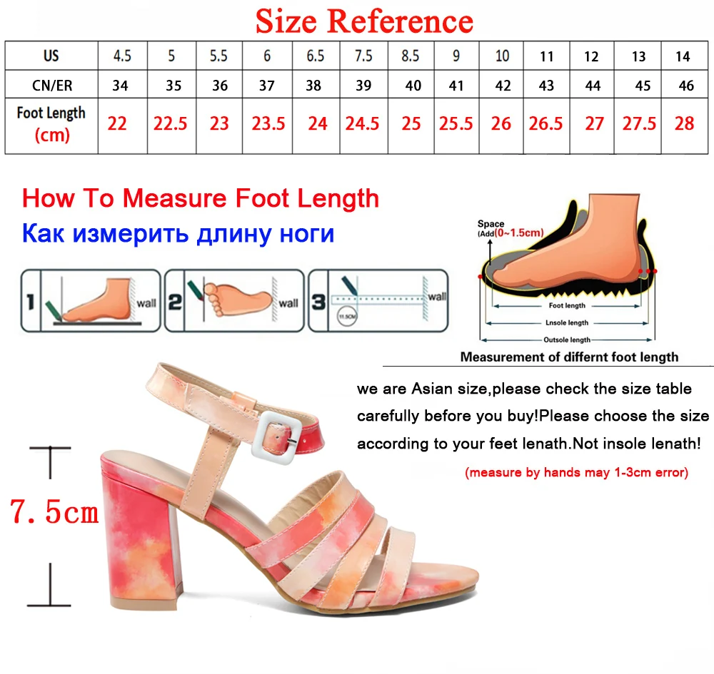 

Summer Ladies Sandals Shoes Colorful Graffiti Mirror Woman Shoes Narrow Combination Open Thick High Heels Sandals Women Sexy