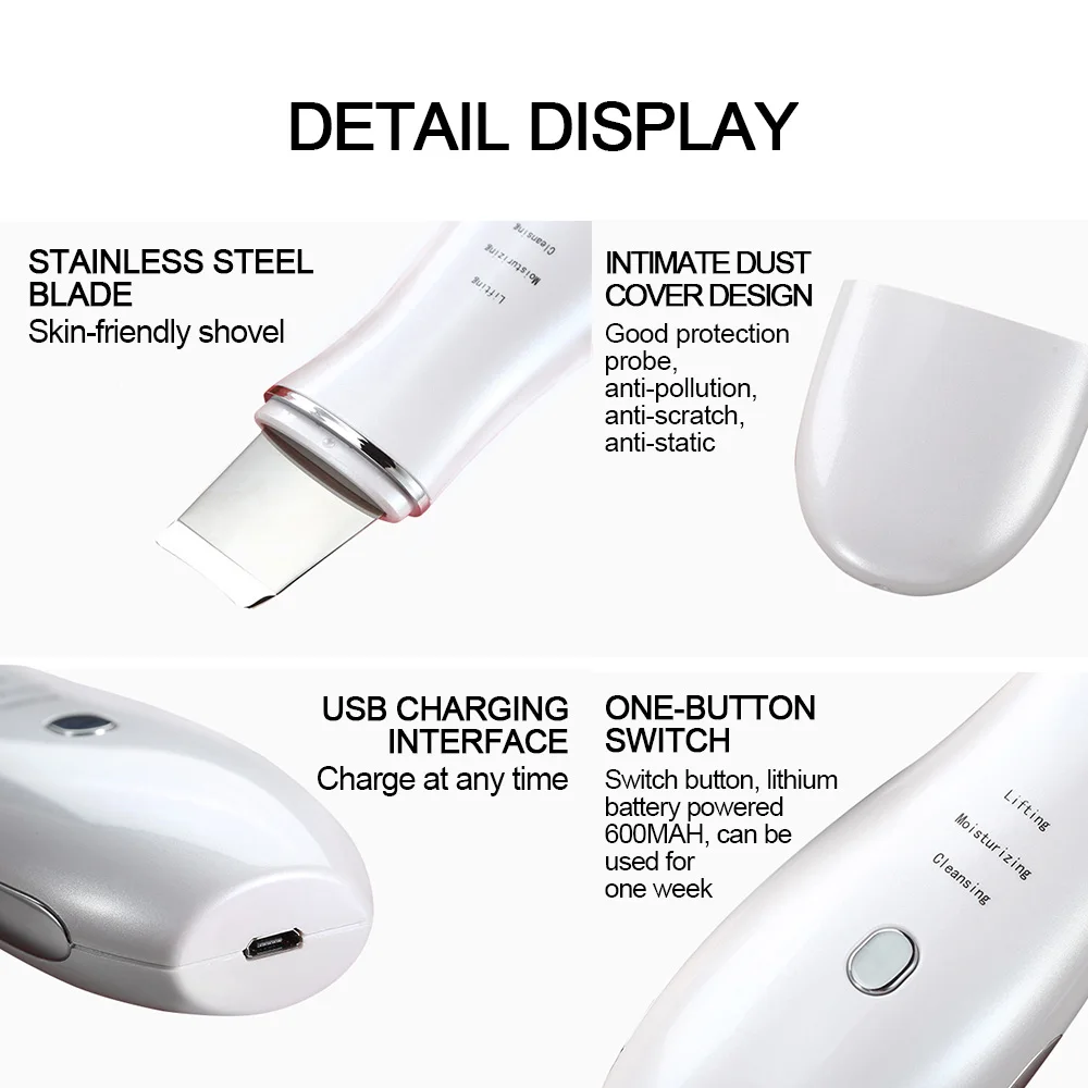 Вибрирующий очищающий скруббер для кожи вибрация удаление глубоких морщин лица