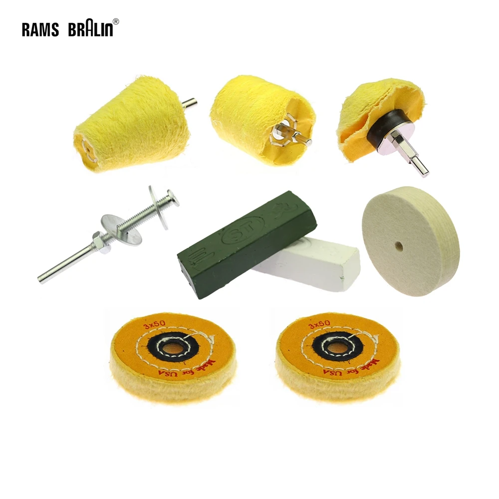 9 in 1 set Drill Buffing Pad Polishing Wheel Kits with Compound for Manifold Aluminum Stainless Steel