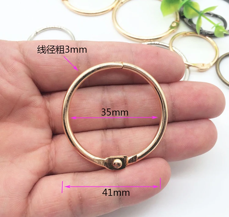 35mm light gold 5 шт. металлические кольца для ноутбуков, Золотое шарнирное кольцо, Школьное свободное кольцо с листьями, кольцевые обручи для скрапбукинга, альбом, Офисная прищепка, кольцо - Цвет: 35mm light gold