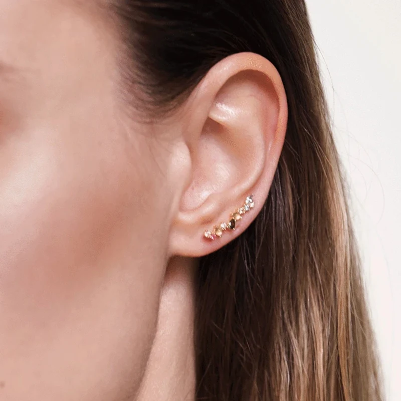 

KOJ 925 Sterling Silver Charming Sparkle Crystal Ear Cuffs for Women Ear Clip Earrings No Piercing Thread Ear Pin Piercing Clip