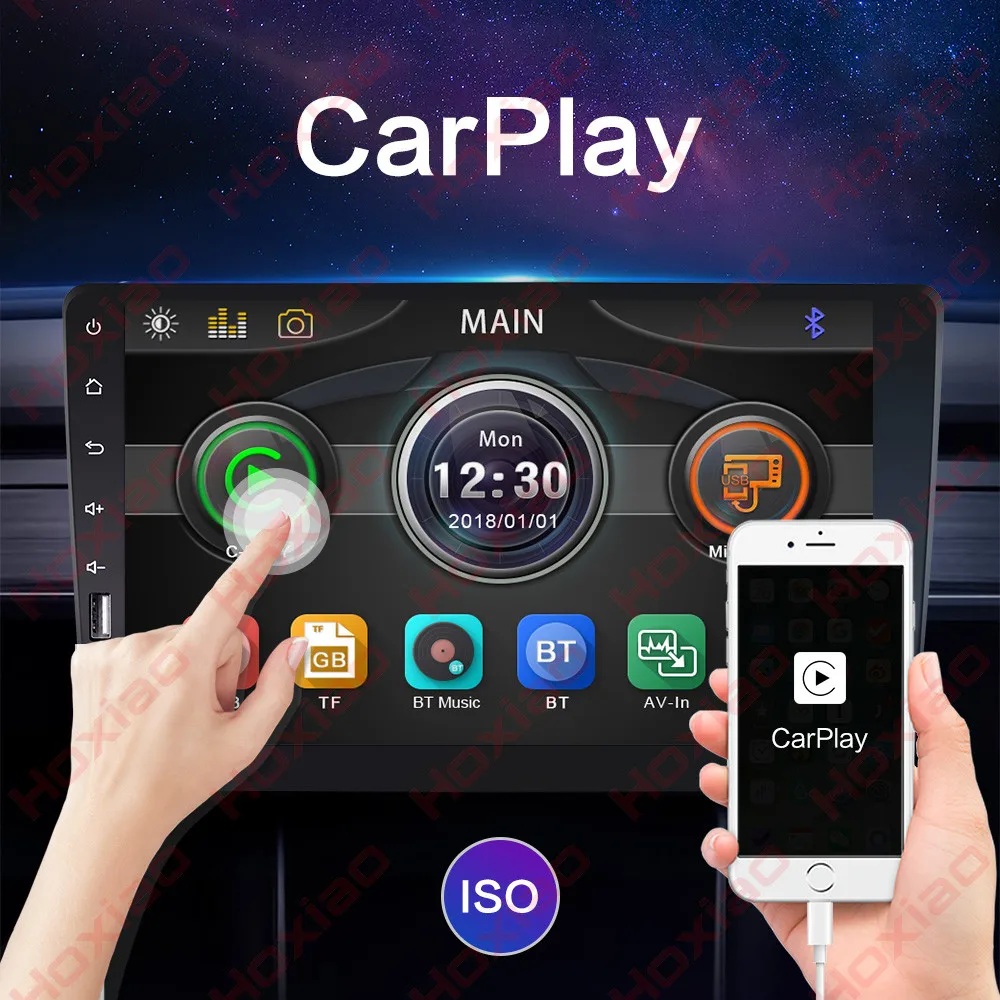 1 DIN встроенный MP3 Carplay Android Авто 2 din Автомобильный Радио плеер с Сенсорное Зеркало Ссылка MP5 Bluetooth " HD Автомобильный аудио 2DIN