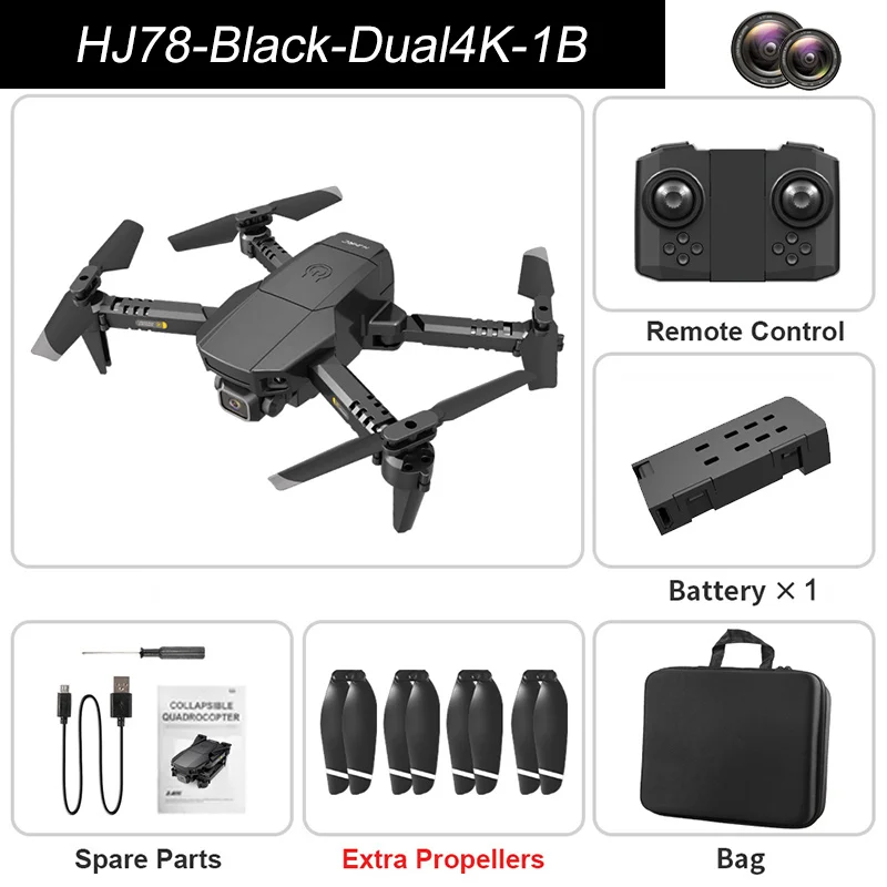 

HJ78 New Mini Drone 4K Camera Dual HD Holdable Quadcopter FPV Drones WiFi Real-Time Transmission Helicopter Toy For Boy
