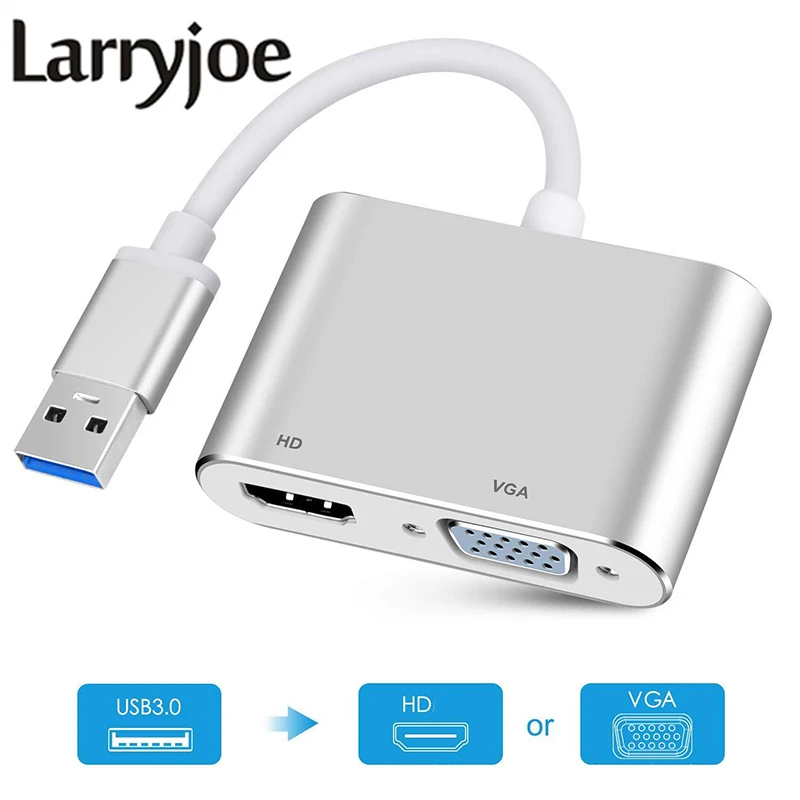 Адаптер VGA совместимый с USB3.0 и HDMI 4K HD 1080P многоэкранный 2-в-1 переходник USB на