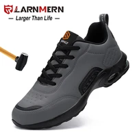 larnmern mens steel toe work safety shoes anti smashing water proof non slip shock proof lightweight construction sneaker
