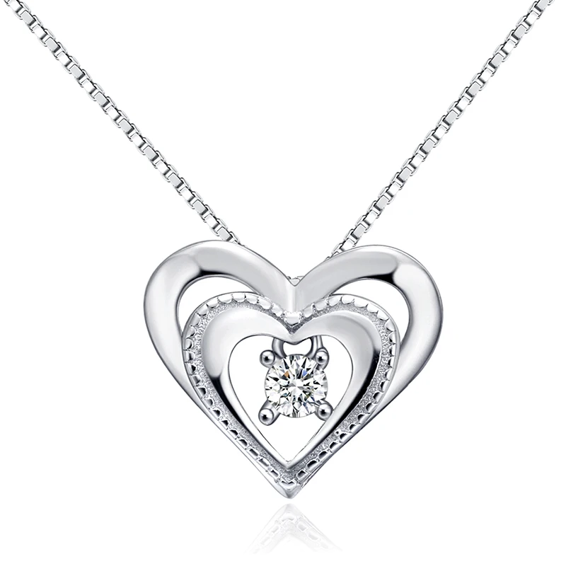 

Женское Ожерелье Настоящее серебро 925 пробы ожерелье сердце любовь циркон кулон ключица цепь ожерелье, ювелирные аксессуары для девочек