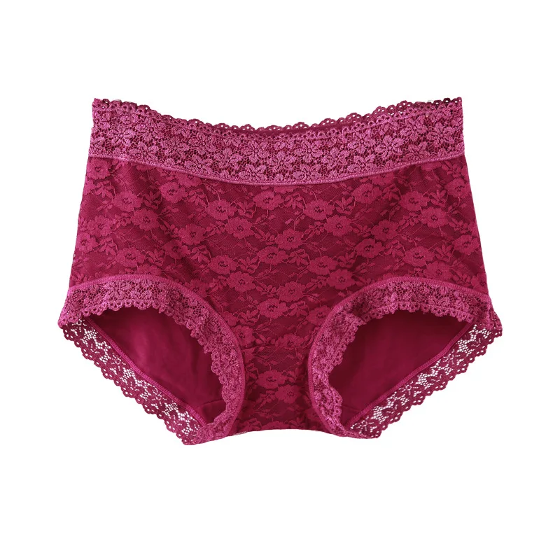 Трусики большого размера с высокой талией женские кружевные хлопковые | Женская
