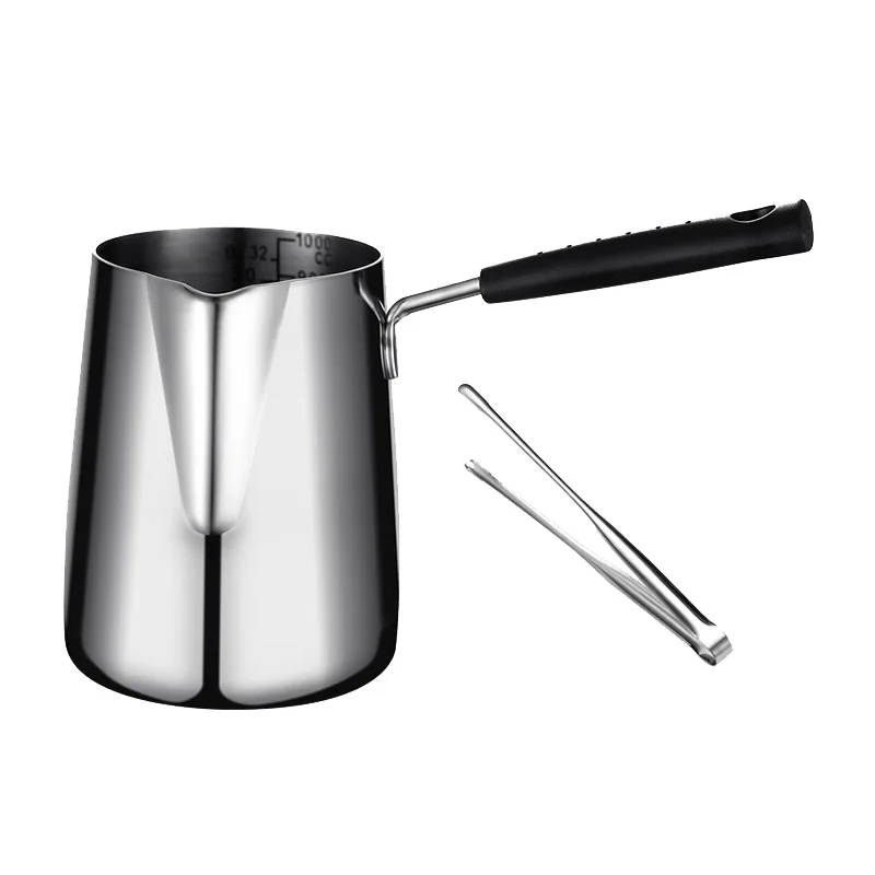 

Mini Frying Pot with Scale Stainless Steel Frying Pan French Fries Chicken Cooking Pan Kitchen Cookware with Food Clip