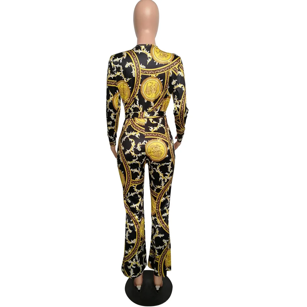 Женский Новый Винтажный комбинезон с принтом пейсли глубоким v-образным вырезом