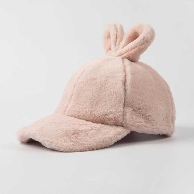 2019 зимняя модная женская бейсболка с кроличьими ушками из искусственного меха