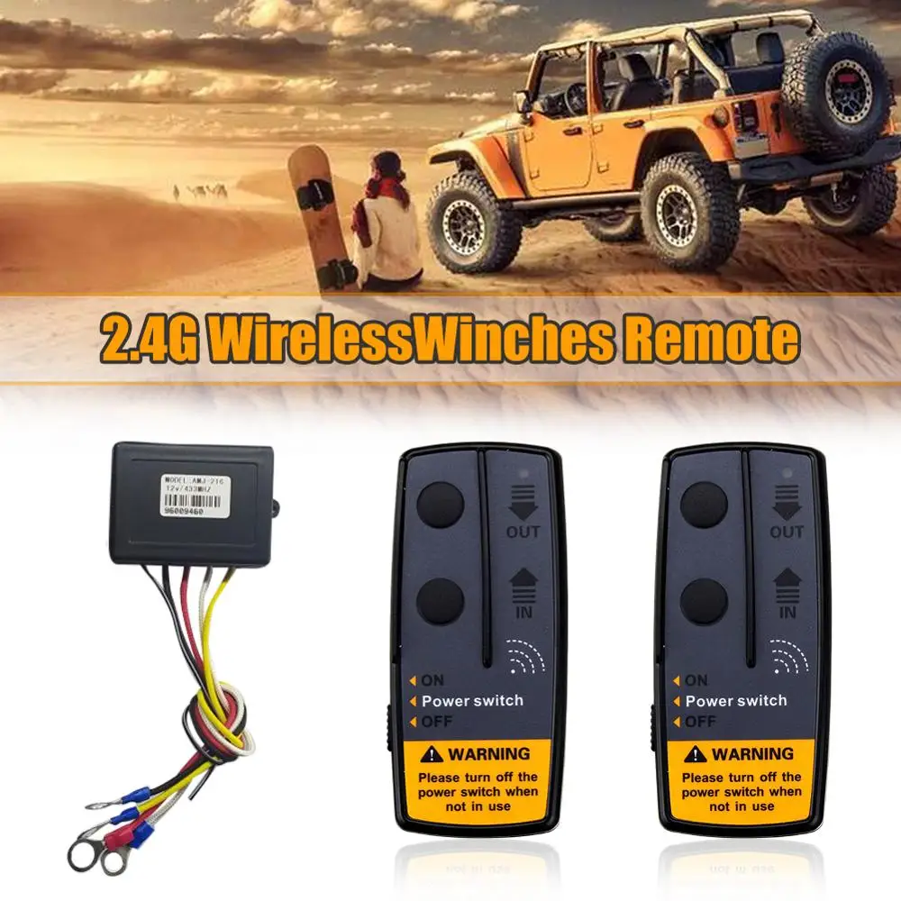 

2.4G 12V 50M Digital Wireless Winches Remote Control 315-433.92MHz Recovery Kit For Jeep SUV