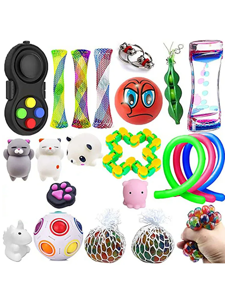 

Fidget Toys Set EDC Hand Autism ADHD Anxiety Stress Relief Squeeze Toys Pop Bubble Fidget Sensory Toy For Kids Adults