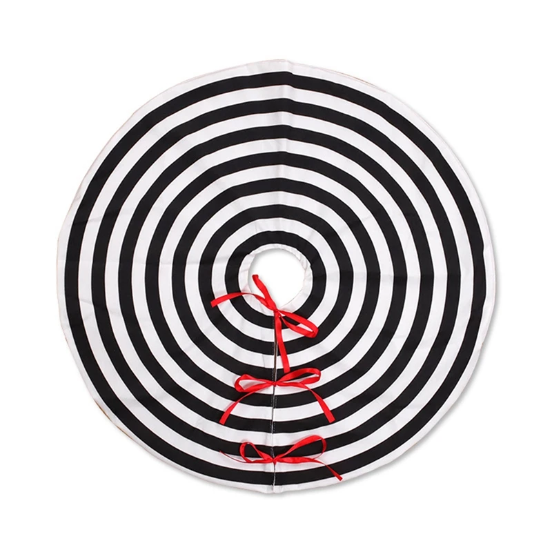 

HOT SALE Black and White Annual Ring 45Inch Christmas Tree Skirt,for Xmas Tree Mat Halloween Decorations Occasion Ornaments