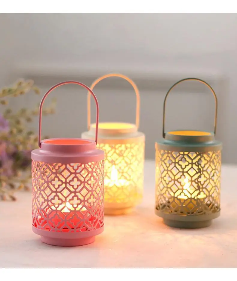 

Iron Art Solid Color Candle Holder, Vintage Lantern Candle Holders Tabletop Home Decoration