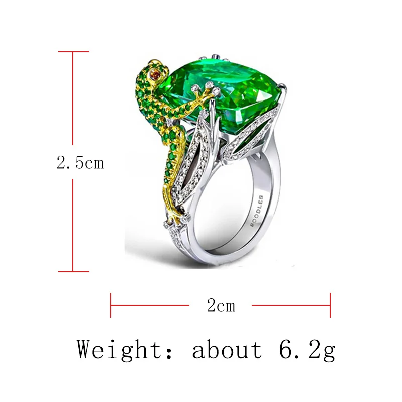 

Milangirl Chameleon Lizard Green Zircon Hand Jewelry Rings for Women Anniversary