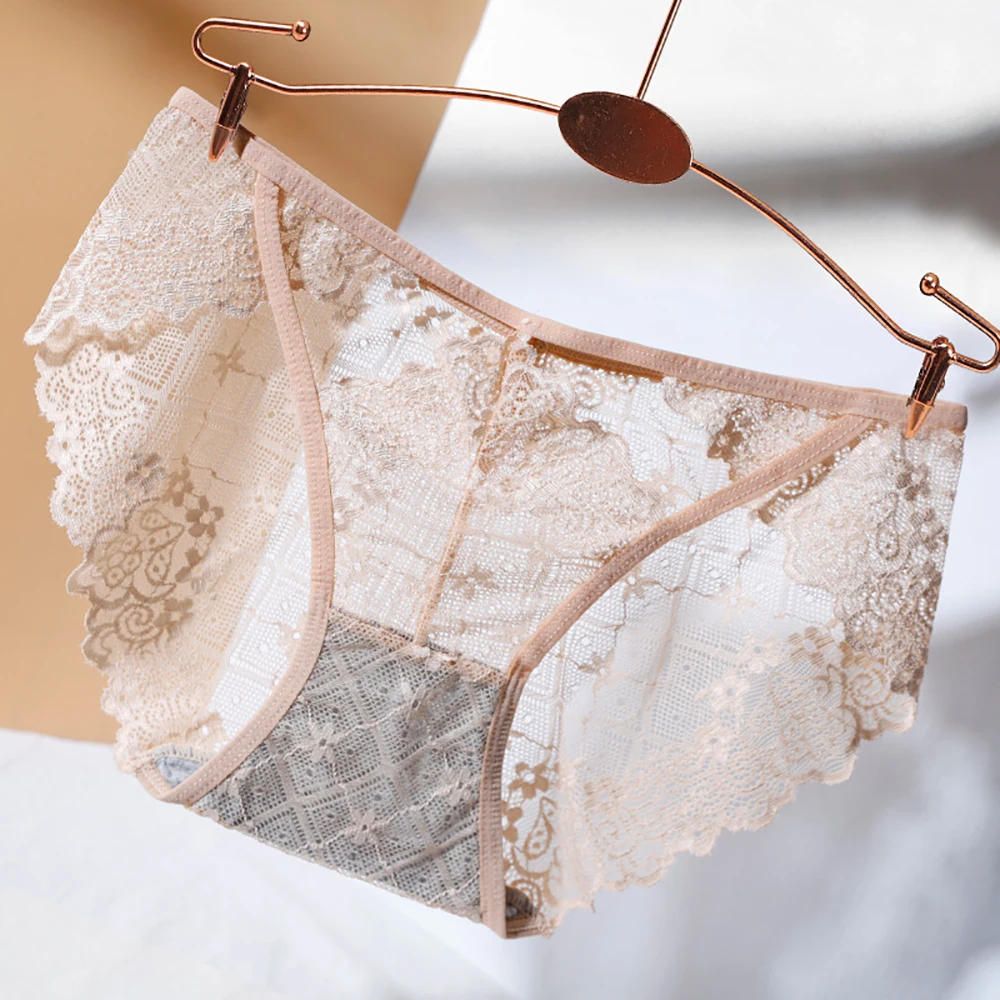 Ladies Lace Flower Underwear Sexy Hollow Mesh Lingerie Panties Seamless Thin G Strings Female Briefs Low Waist Underpants