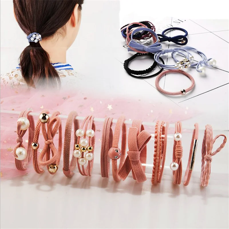 

Набор эластичных резинок для волос 12 шт./лот в Корейском стиле для женщин, черные кольца, летняя резинка, милые украшения, аксессуары для волос для девочек