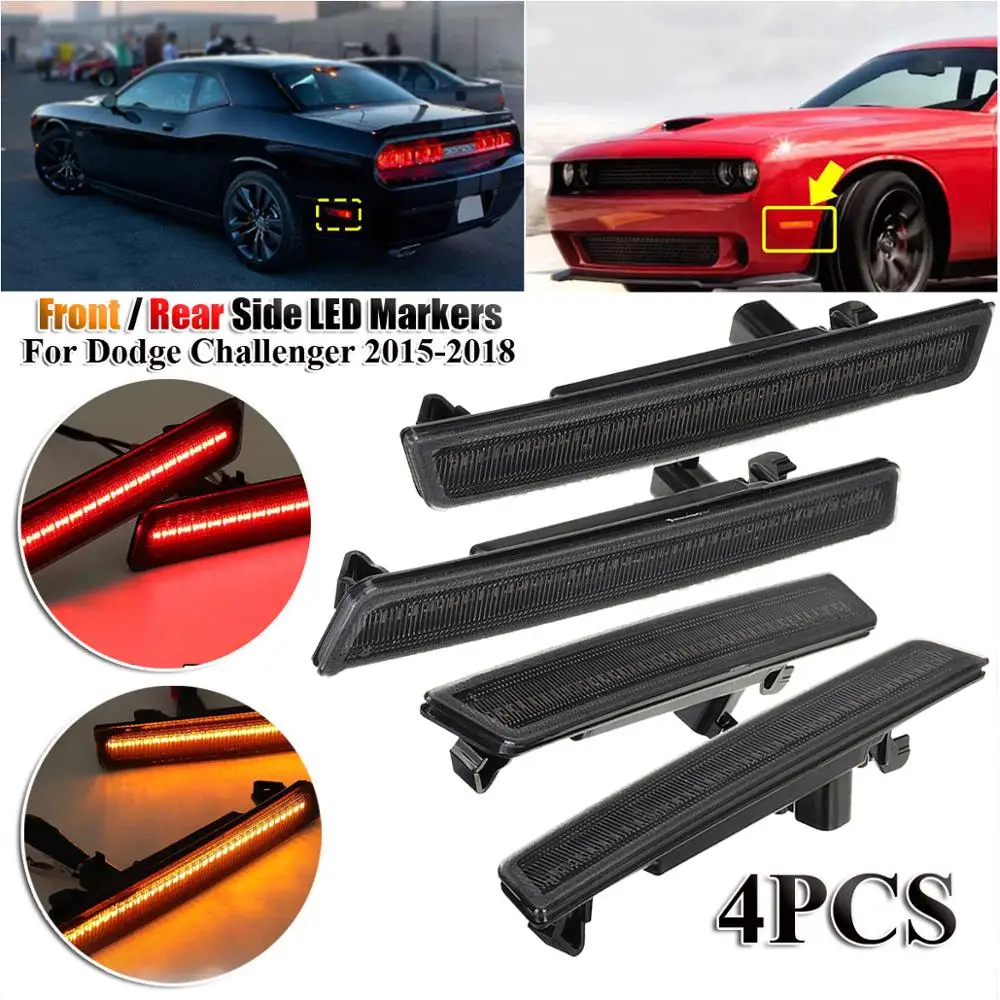 

2PCS Front/Rear Side LED Markers Amber Light For Dodge Challenger 2015- 2016 2017 2018 Led Turn Signal Lights CSV