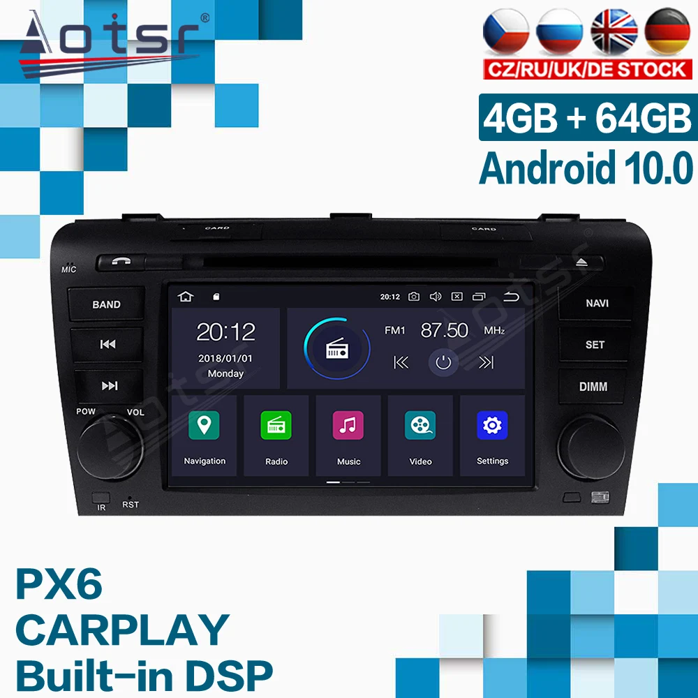 

Мультимедийный видеоплеер AOTSR для Mazda3 BK 2003 - 2009 Android 10, автомобильное радио, GPS, автомобильная навигация, 7 дюймов IPS BT WIFI головное устройство