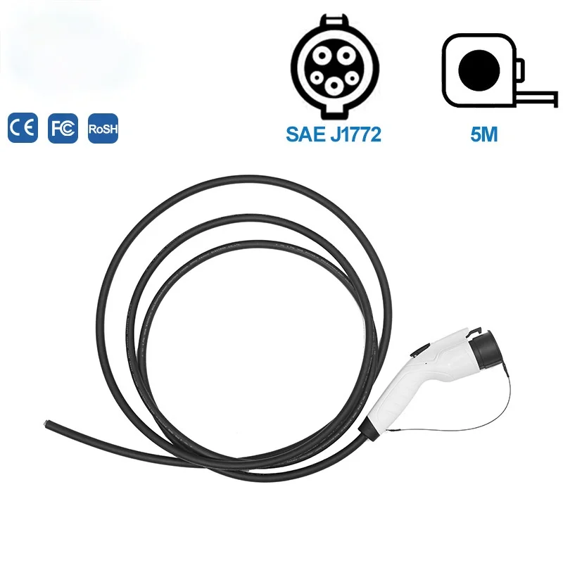 

Electric Vehicle Power Supply Equipment Charging Cable Charger American Standard Portable Charging Gun 16A Type 1 SAE J1772 5 M