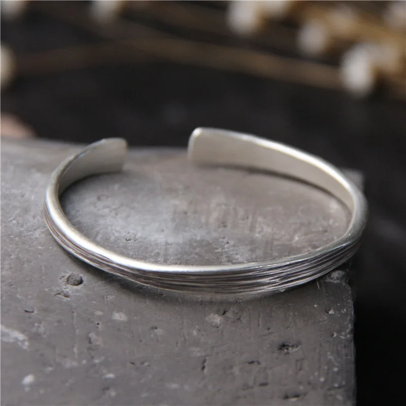 Женские винтажные браслеты ручной работы из тайского серебра Открытый браслет