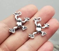 20pcslot 25x20mm antique silver plated frog charms insect pendants for diy earring supplies jewelry making finding accessories