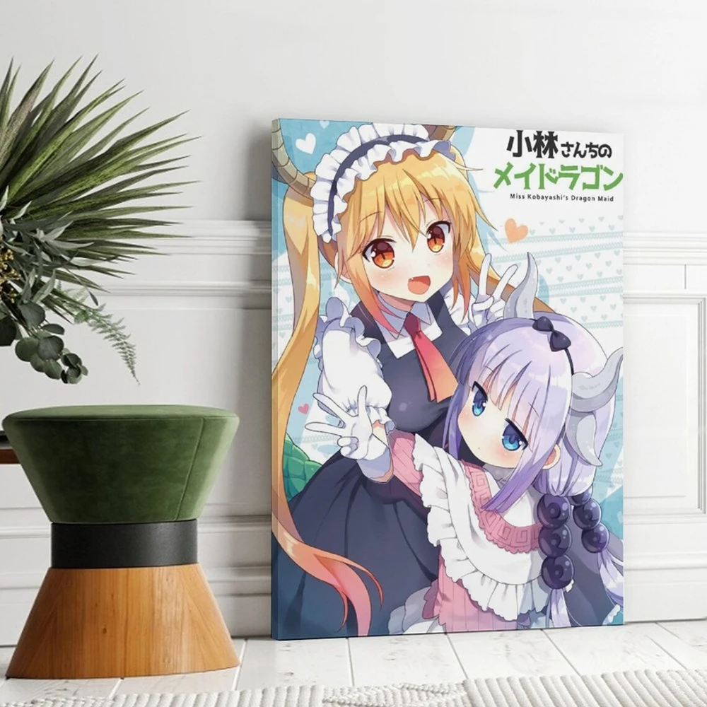 

Wall Art Miss Kobayashi's Dragon Maid Poster Printed Tohru and Kanna Canvas Painting Home Decor Modular Cute Girl Pictures Frame