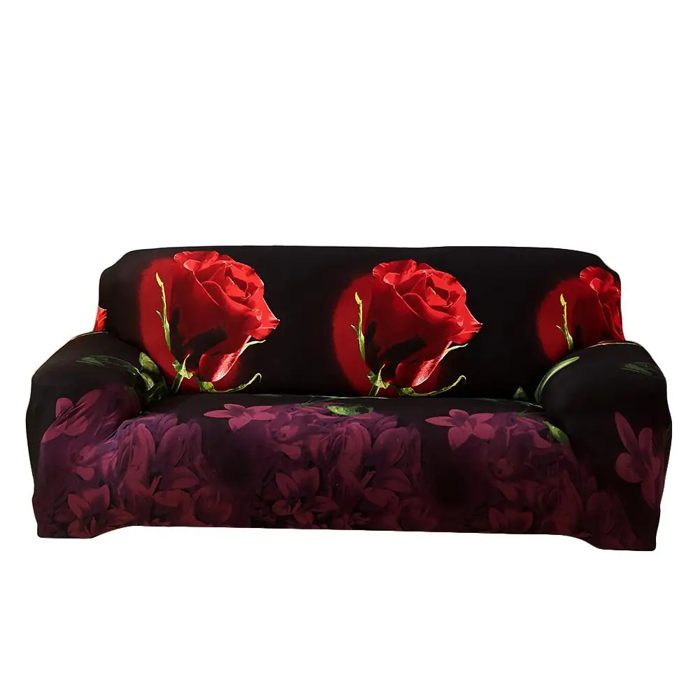 Хоббилан 3D Красная Роза Печать Эластичный чехол для дивана/наволочка