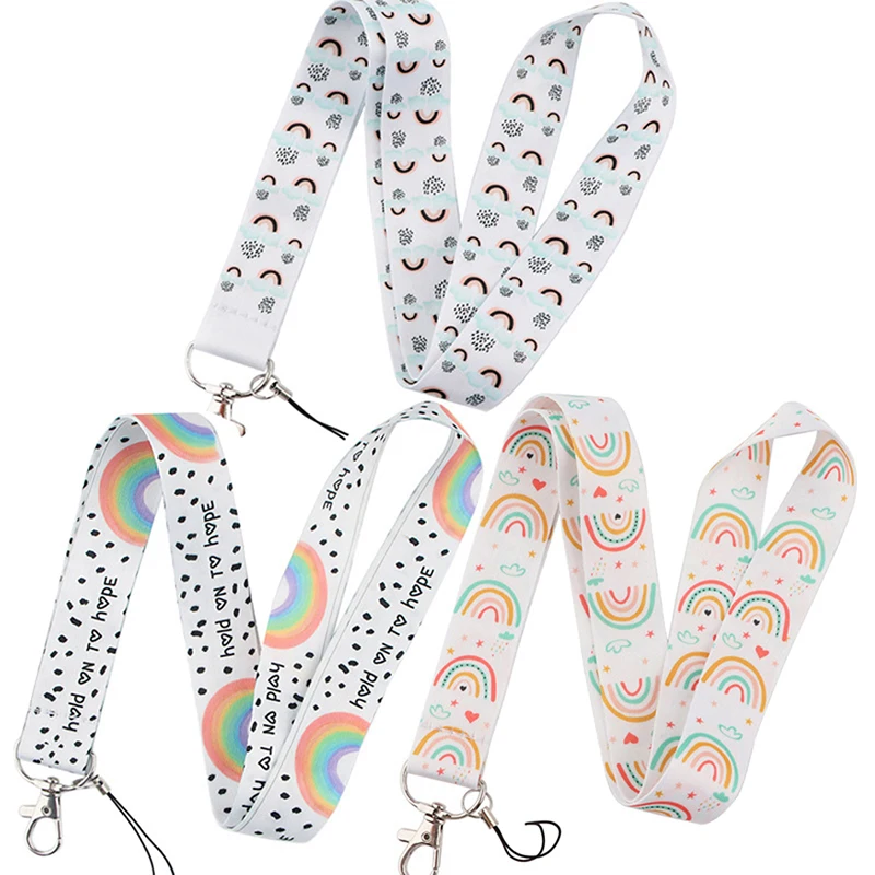 

1pc Rainbow Neck Strap Lanyard For Keys ID Card Gym Mobile Phone Straps USB Badge Holder DIY Hang Rope Lariat Lanyard