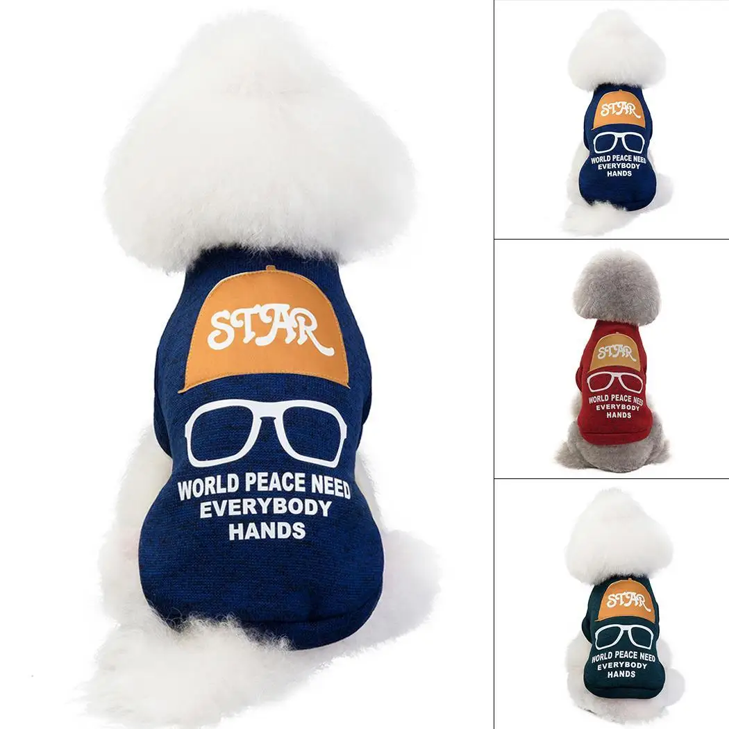 Пальто для щенков модный Повседневный пуловер с принтом питомцев собак кошек на