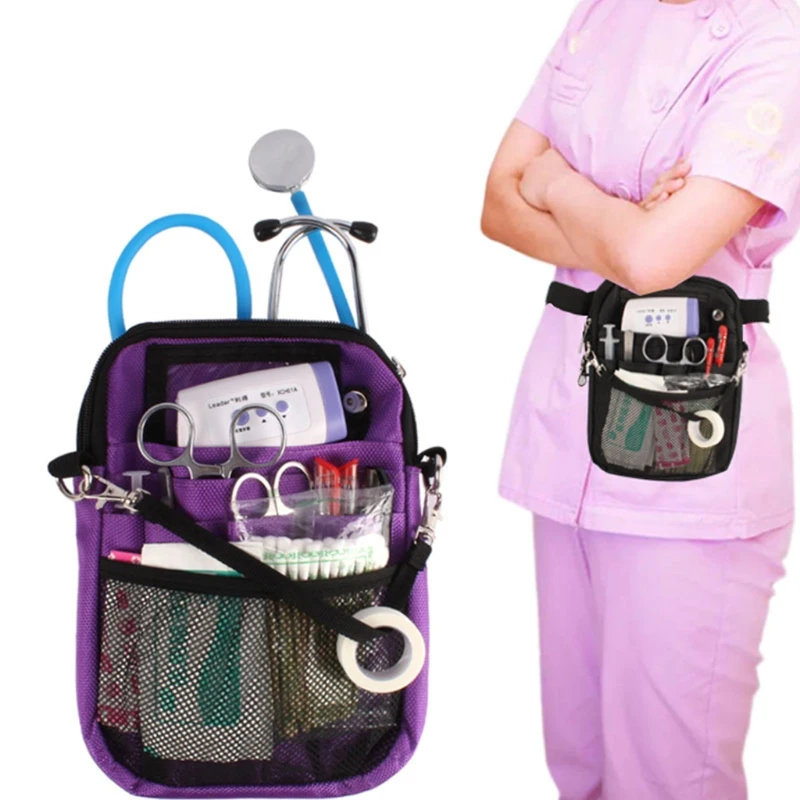 

Nursing Bag for Nurse with Tape Holder Multi Compartment Belt Pouch Fanny Pack Waist Tools Stethoscopes Other Supplies