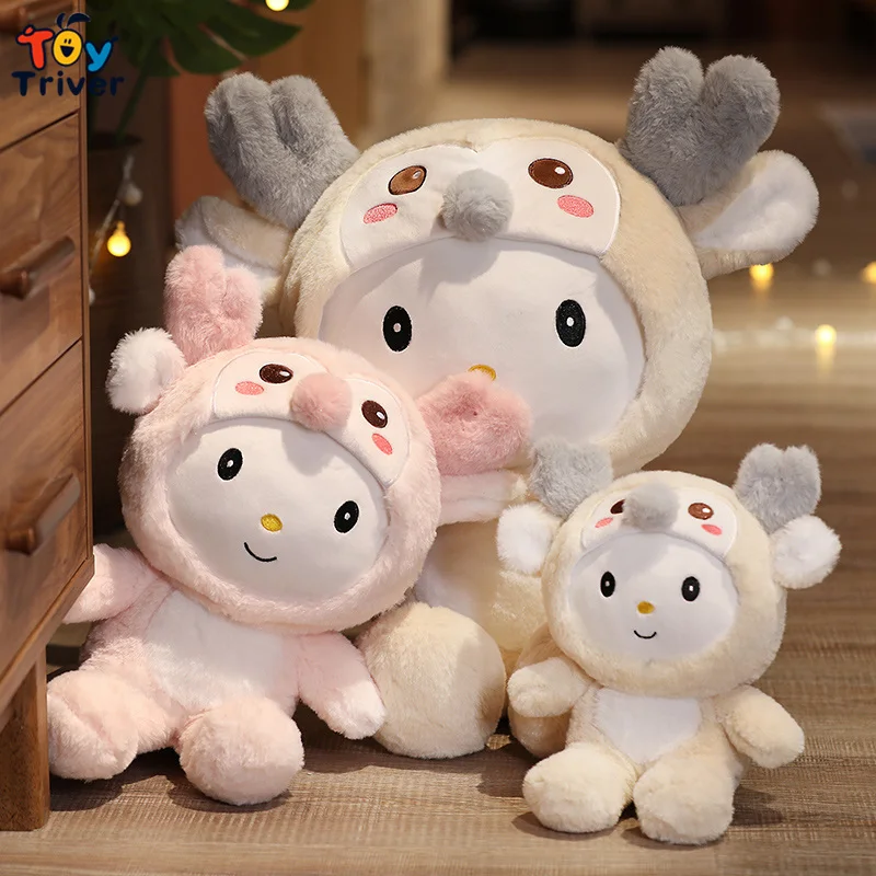 

Kawaii Олень, плюшевые игрушки, набитое Мягкое Животное куклы мультфильм PillowElk куклы свитер для маленьких девочек; Детская теплая одежда; Милый...