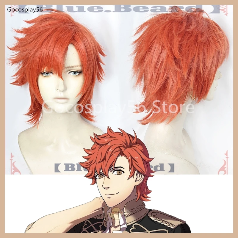 Огненная эмблема ThreeHouses Hairwear Sylvain Jose Gautier короткая оранжевая красная боковая