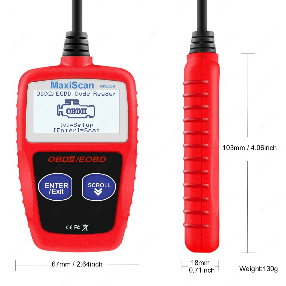 2021 MS309 Автомобильный сканер OBDII/EOBD OBD2 Универсальный считыватель кодов работает