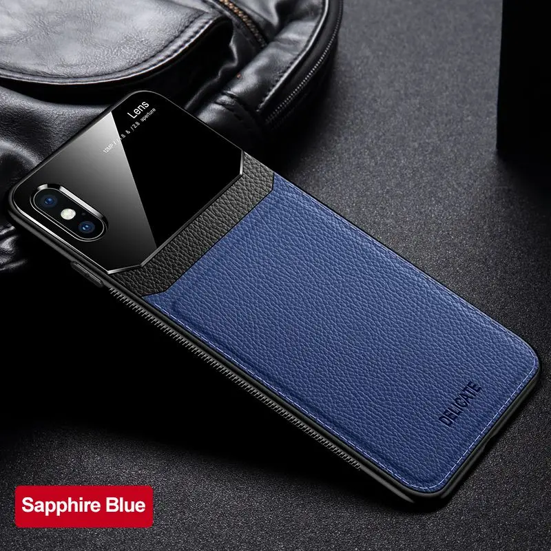 blue Кожаный чехол для Iphone X Xr, для Iphone 7, 8, 7 plus, 8 Plus, из искусственной кожи, анти-осенний чехол для Iphone Xs max, роскошный, 11 Pro, Max, зеркальный - Цвет: blue