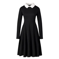 women dress elegant work vintage black dress casual long sleeve a line party club swing dress plus size vestidos