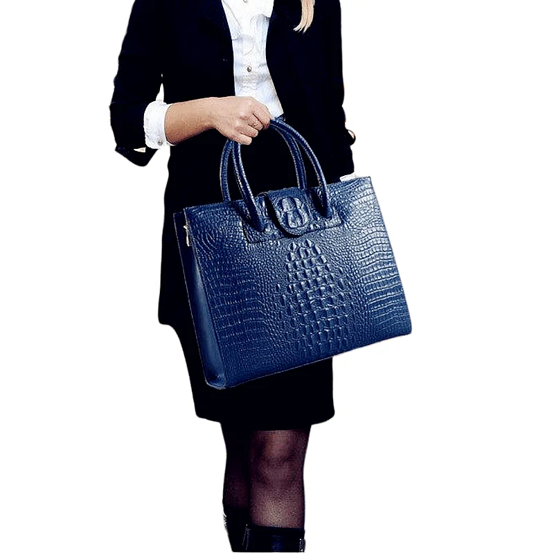 Leather Business Women's Briefcase Female 14 Inch Laptop Bag Cowhide Portable Handbags Large-capacity Shoulder Commuter Bags