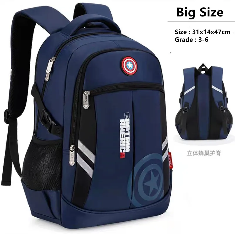 Disney New School Bag For Boys Primary Student Shoulder Orthopedic Backpack Captain America Spider Iron Man Grade 1-6 Mochila