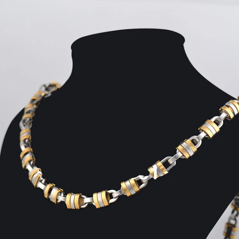 Tisnium двухцветное Золотое ожерелье из нержавеющей стали для мужчин и женщин с