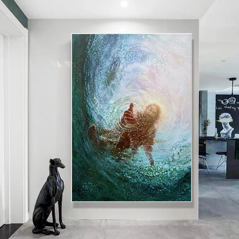 Христос. Декор стены. Исус, рука Бога. Постер из канвы и печати искусства. Картины для декорации гостиной и дома.