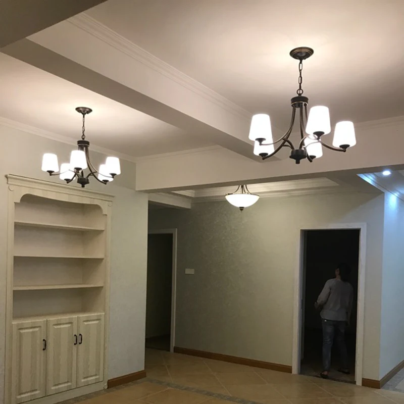 Iron Chandelier Light Lamp Ancient Retro Vintage 3 5 6 8 Arms Lights Chain Hanging America Country Village Glass Europe AC | Освещение